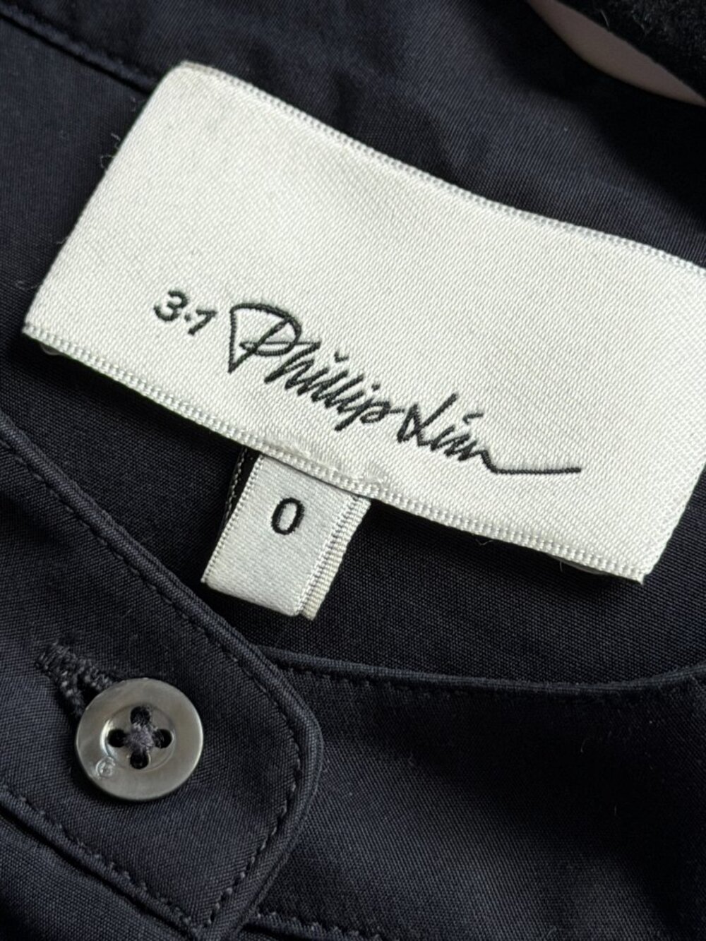 3.1 Phillip Lim Navy Cotton Poplin Band Collar Tunic Shirt Size S (0) - Picture 3 of 4